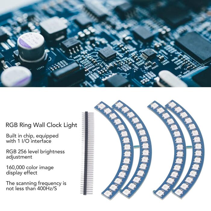 Кільцевий настінний годинник з послідовним портом Світлодіодна стрічка WS2812 Освітлювальний пристрій високої яскравості 60 світлодіодів Лампи Плата для мікроконтролера 5 В
