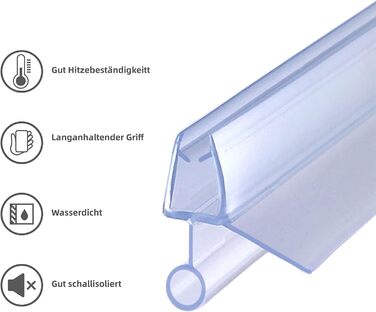 Душовий ущільнювач KOOBON Вигнутий 2 шт. 50 см Круглий душ Чверть кола Душова кабіна Ущільнювач душових дверей Товщина сірникового скла 5 мм 6 мм Змінний ущільнювач Душові кабіни Дефлектор води Душові двері Захист від бризок (скло від 60 см до 5/6 мм, тип
