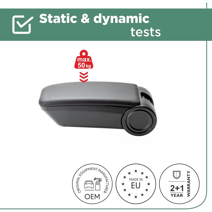 Підлокітник rati Armster 3 SM, сумісний з VW T5 2003-2016, Шкірозамінник, Чорний