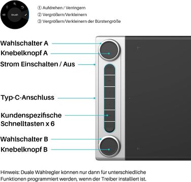 Графічний планшет HUION Inspiroy Dial 2 Bluetooth з контролерами з подвійним набором 6 програмованих кнопок Pen Tablet, 10 x 6-дюймовий бездротовий планшет для малювання, підходить для MacOS/ChromeOS/Linux 10.5 x 6.56 дюймів