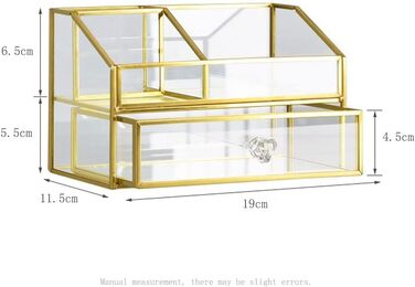 Органайзер для макіяжу Gold, Органайзер для косметики з висувними ящиками, Скло для органайзера для краси, Коробка для зберігання вінтажного туалетного столика, Косметичний органайзер для догляду за шкірою, Косметика