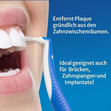 Тільки одна крапля - 5 x 8 шт. блістерні міжзубні йоржики 0,6 мм (M) 1 зубна щітка FREE/Міжзубна щітка & Interdental Brush для чищення міжзубних проміжків / Найкраща гігієна порожнини рота зі стоматологічними щітками Blue - M (Ø 0,6)
