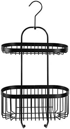 Душова стійка WENKO Bathroom Caddy Classic Plus Black, настінний кошик з високоякісним захистом від іржі, 26,5 x 47 x 12,5 см, чорний Duo (Caddy) Single