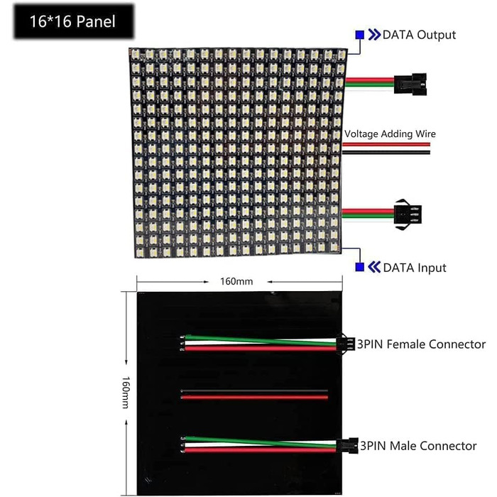 Гнучкий 16x16 8x32 Luces Pixel Панель Матричний екран Світлодіодний модуль з індивідуальною адресацією (SK6812 RGBW 16X16), 5V SK6812 5050 RGBW SMD