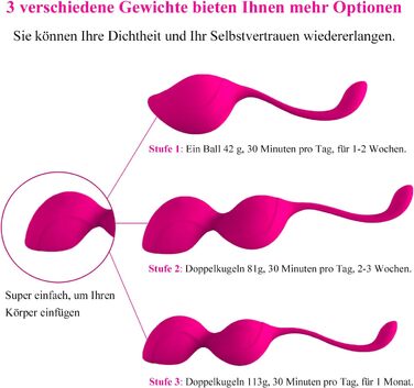 Любовні м'ячі М'ячі для тренування тазового дна, Allmay Силіконові м'ячі Кегеля Набір з 3 тренувань тазового дна, тренажер тазового дна Тренування м'язів піхви, контроль сечового міхура, секс-тренування секс-іграшки для жінок