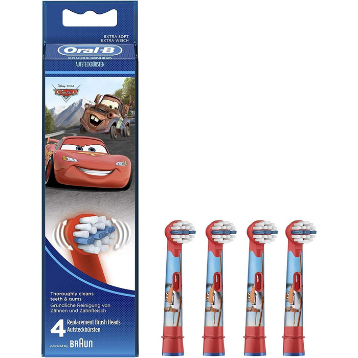 4 testine di ricambio Braun Oral-B Stage Power Cars, 4 testine di ricambio Braun Oral-B Stage Power Cars