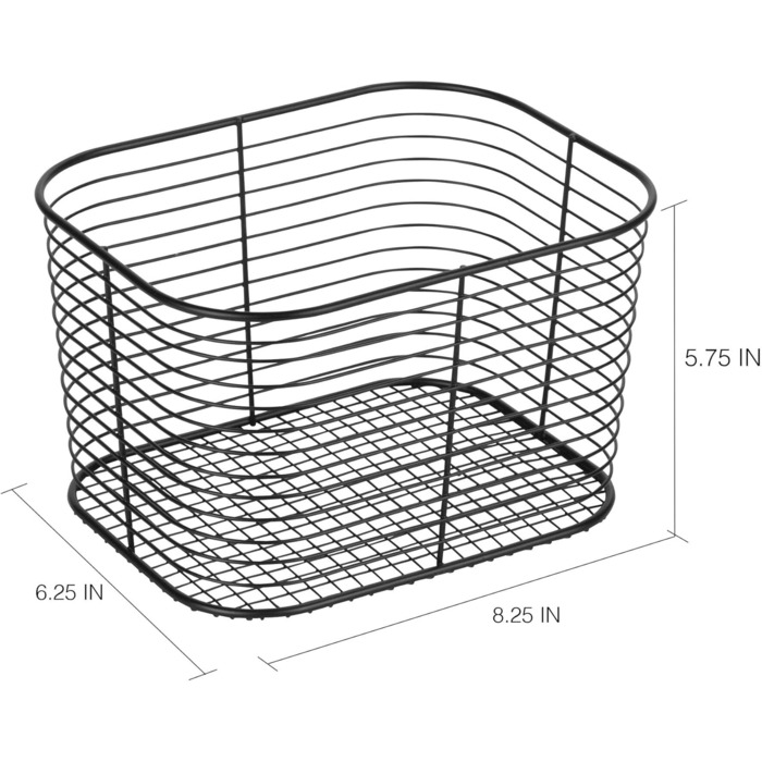 Кошик для зберігання iDesign Vienna, великий металевий кошик для ванної кімнати для зберігання косметики або рушників, матовий чорний L Матовий чорний