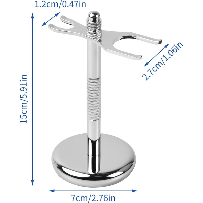 Безпечна підставка для бритви з нержавіючої сталі HoaaiGo - Нековзна підлогова захисна підставка - Тримач для чоловічої бритви - портативний компаньйон для безпечної бритви та щітки для гоління (срібло)