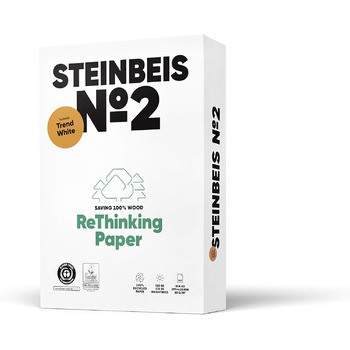 Репрографічний папір STEINBEIS No. 2 TRENDWHITE, 100 перероблений, натуральний колір, 80 г, A3, Blue Angel з 500 аркушами