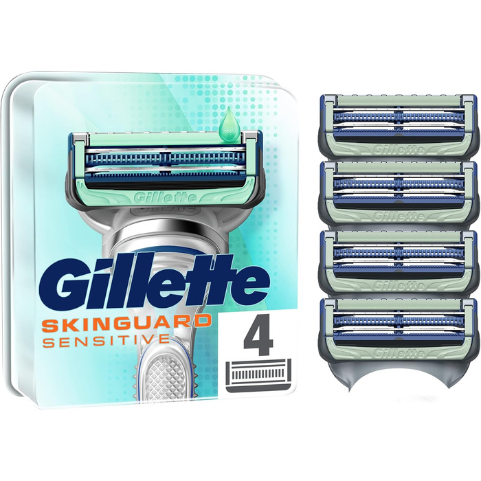 Леза для бритви Gillette Men's SkinGuard з алое вера, чутлива шкіра, 4 змінні леза (упаковка може відрізнятися)