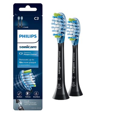 Оригінальна насадка для зубної щітки Philips Sonicare C3 Premium Plaque Control, HX9042/95, 2 шт. , чорна