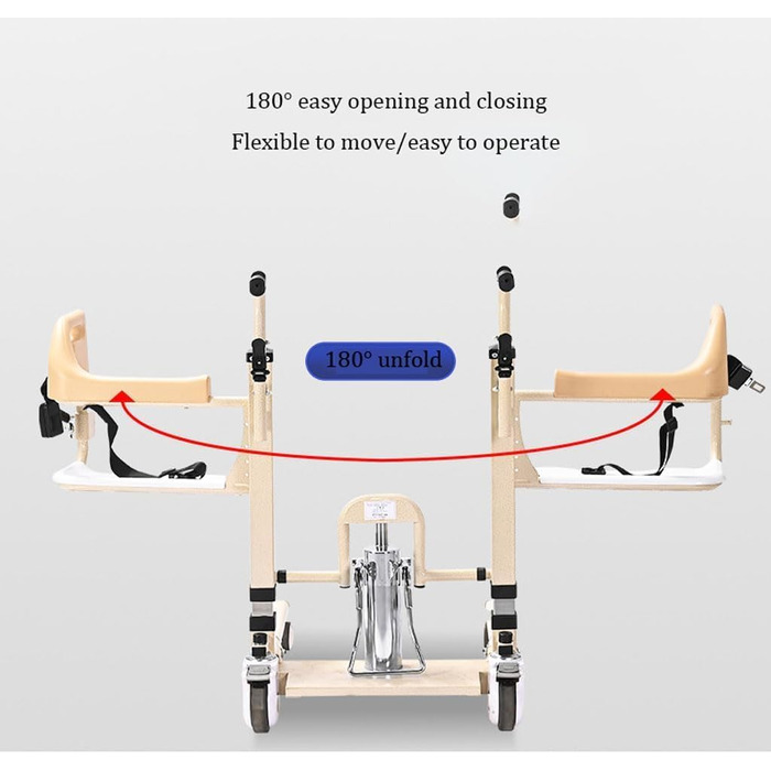 Інвалідний візок для підйому пацієнта 5-в-1, гідравлічний підйомник для пацієнтів, регульований підйомник для перенесення пацієнта, крісло для перенесення розділеного сидіння на 180 жовтий