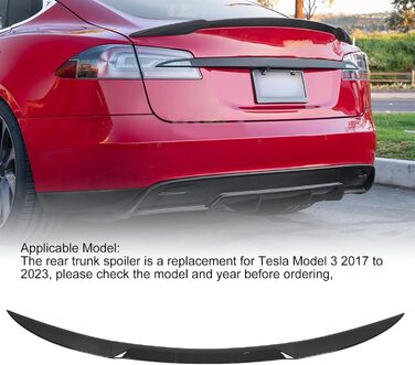 Глянцевий чорний задній спойлер для Tesla Model 3 2017-2023 з легкою установкою (тип А (з опуклими точками))