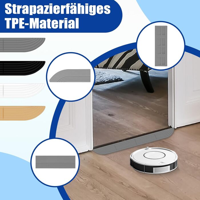 Вакуумний робот Дверна порогова рампа, смуги для сходів, робот-пандус для пилососа, порогова планка для підлоги дверей, дверна порогова рампа для робота-пилососа, східчаста рампа для порогових дверей, сірий, 4Pcs