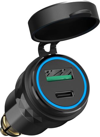 Адаптер роз'єму 30 Вт PD USB C для BMW Motorrad DIN Hella EU Plug PD & QC 3.0 USB-розетка Роз'єм Водонепроникний зарядний пристрій для прикурювача 12-24 В Караван Ducati Triumph Blue