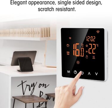 Цифрові програмовані термостати, кімнатний термостат, ME81H AC 230V WIFI Smart Thermostat, 16A, помаранчева задня біла преса РК-дисплей Інтелектуальний термостат Термостат теплої підлоги для термостата