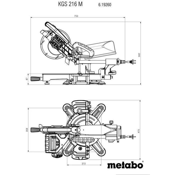 Лазерна пила Metabo KGS 216M 1500 Вт 240 В клас енергоефективності A