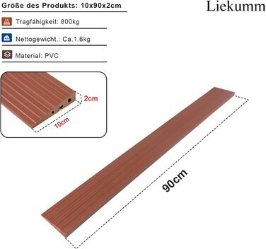 Пороговий пандус LIEKUMM, 90 x 10 x 2.0 см Пандус для інвалідного візка ПВХ Пороговий пандус, бордюрний пандус для інвалідного візка, коляски, ролика або електронного скутера, коричневий PTR9520Z висотою 2 см