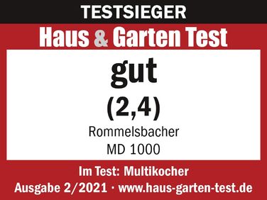 Електрична парова мультиварка ROMMELSBACHER MD 1000 'MeinHans - Оригінал - 14 автоматичних програм, регульованих від 40 C до 170 C, 2 рівні тиску пари, каструля об'ємом 6 літрів з антипригарним покриттям одинарна