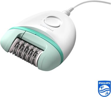 Компактний епілятор Philips Satinelle Essential BRE224/00 зі шнуром, білий / зелений