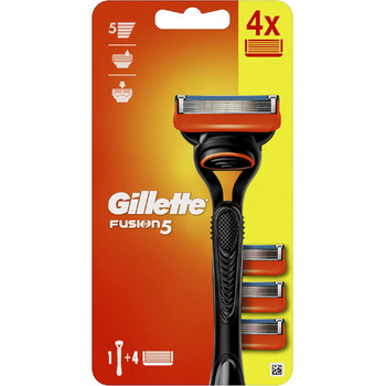 Чоловіча бритва Gillette Fusion5 заміна 4 лез, з 5 лезами для зменшення тертя, гоління, яке ви ледве відчуваєте, чорний