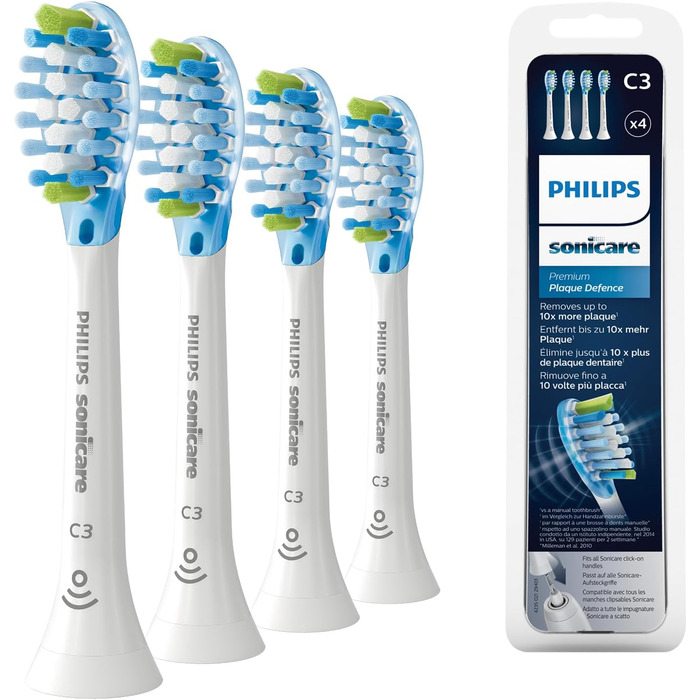 Оригінальні насадки для звукової зубної щітки Philips Sonicare C3 Premium Plaque Defense Standard - 4 упаковки білого кольору (модель HX9044/17) 4 шт.