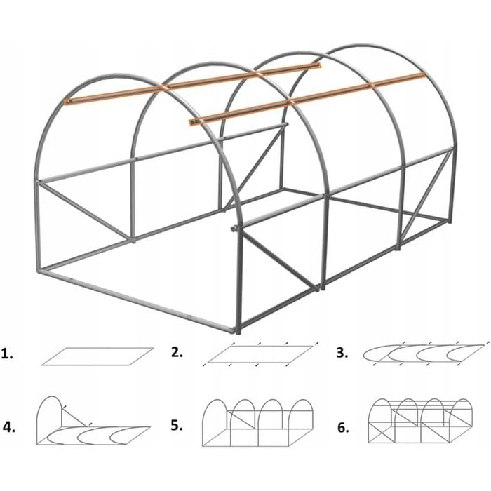 Садовий тунель 300 x 200 x 200 см Тунель з білої фольги Міцна рама Роликові двері та вікна Садова теплиця для вирощування овочів і фруктів Кріпильний набір