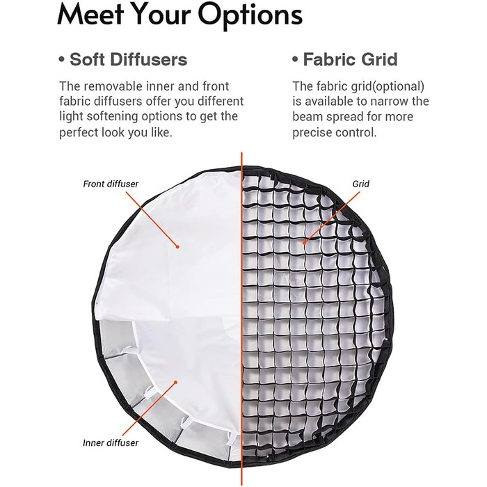 Параболічний софтбокс 120 см дифузор Bowens Mount з сумкою для перенесення для студійної зйомки, 120