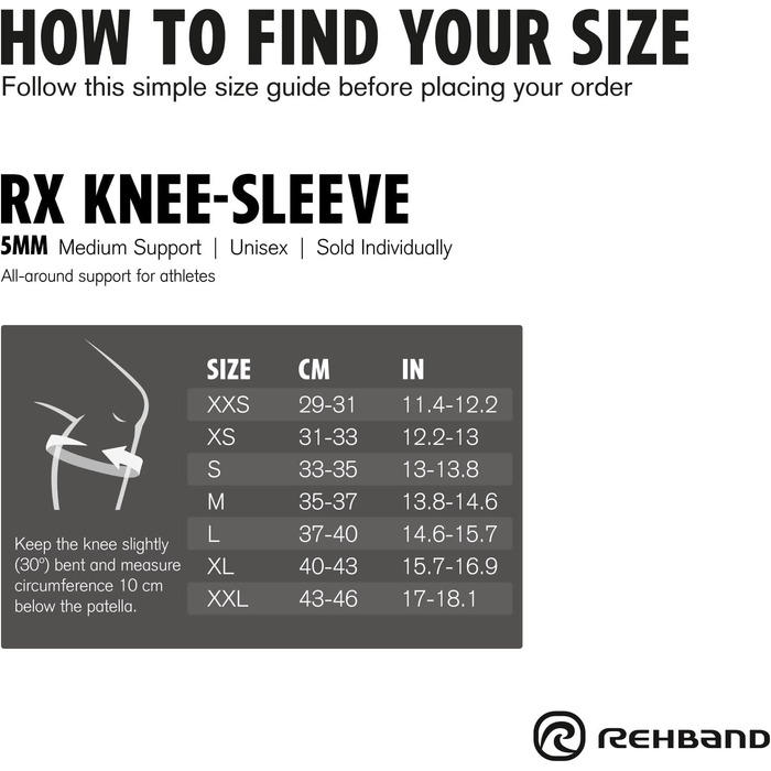 Бандаж на колінний бандаж Rehband з обтяженнями, бандаж на коліно для кросфіту та важких тренувань, наколінник з неопрену 5 мм, у багатьох кольорах та розмірах, унісекс L Carbon/Black -