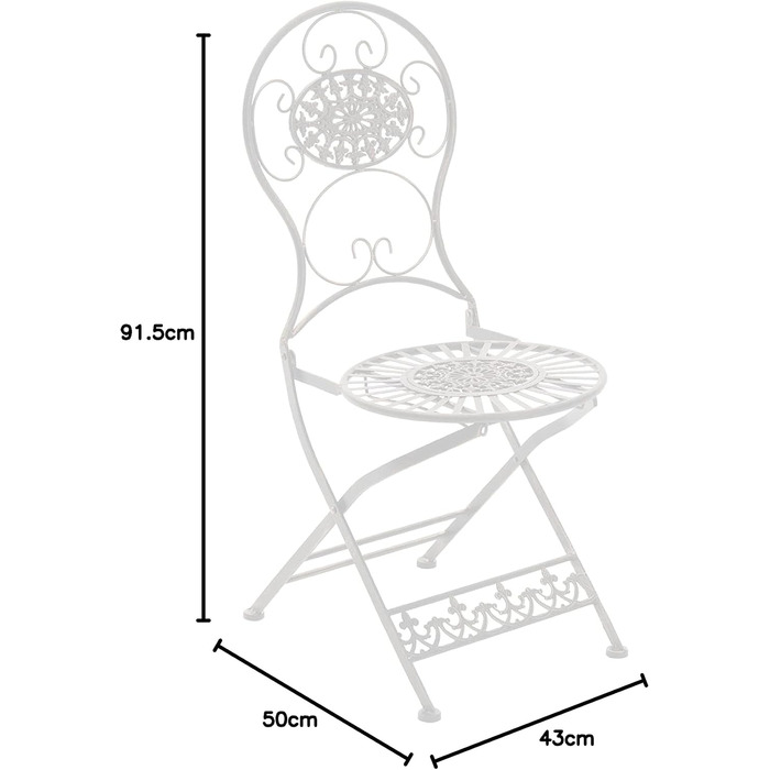 Набір CLP з 2 залізних складних стільців в стилі модерн Мані I Садові стільці ручної роботи з заліза, колір білий