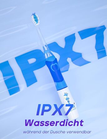 Дитяча електрична зубна щітка Seago з 8 додатковими мякими насадками для щітки та 4 індивідуальними режимами, світлодіодним підсвічуванням, інтелектуальним таймером, водонепроникність IPX7, дитяча звукова зубна щітка від 3 років, SG977 (синя)