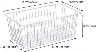 Металеві дротяні кошики SANNO, морозильні кошики, органайзери для дому, кошики для зберігання, великі кошики-органайзери для полиці, офісу, ванної кімнати, комори, організації, кошики для зберігання з білим кольором - 6p
