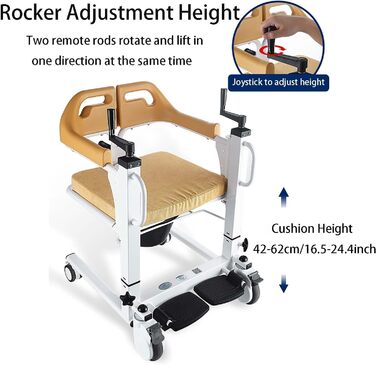 Підйомник для пацієнта вдома, інвалідні візки у ванній кімнаті, багатофункціональне транспортне крісло для душу, допоміжний підйомник для перенесення пацієнта з розділеним сидінням на 180 для людей похилого віку з обмеженими можливостями