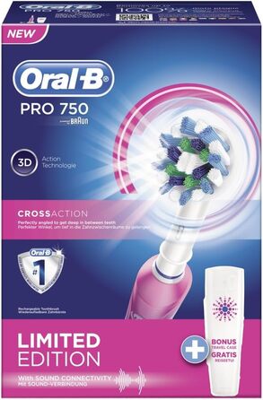 Електрична зубна щітка Braun Oral-B PRO 750 з футляром для вільного переміщення, рожева