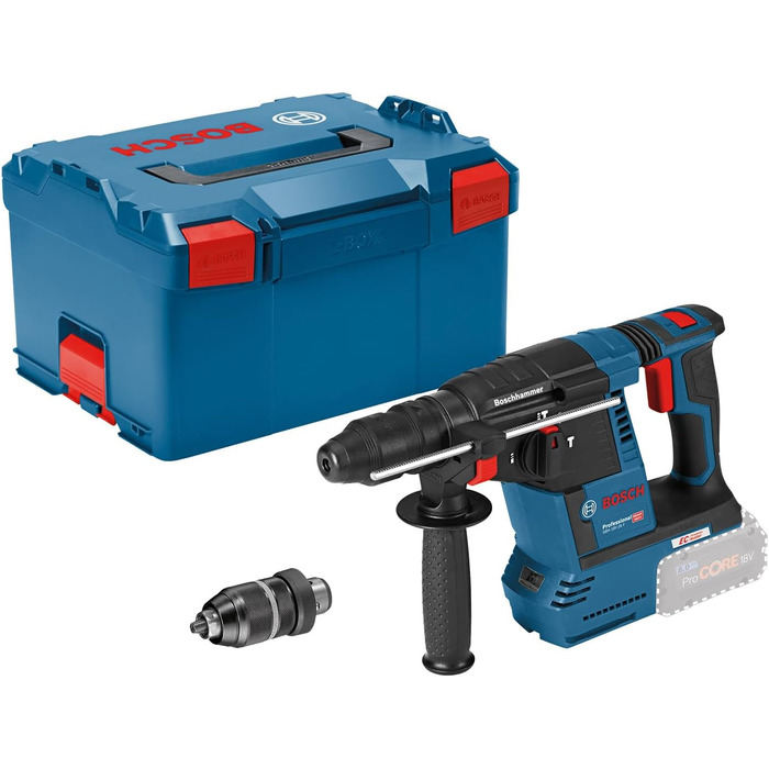 Акумуляторний перфоратор Bosch Professional 18V System GBH 18V-26 F (2,6 Дж, SDS plus, свердління та довбання, KickBack Control, вкл. 13 мм швидкозатискний патрон, додаткова ручка, L-BOXX)