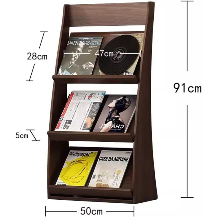 Полиця для журналів на дерев'яній основі, вінтажна підставка для книг, багатошарове категоризоване зберігання, практична