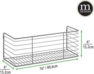Металева настінна коробка для зберігання mDesign - Кошик для зберігання з привабливим дизайном з дроту - Дротяний кошик ідеально підходить для кухонних шаф, шаф для зберігання та ванних кімнат - темно-сірий 1 графіт