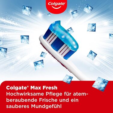 Зубна паста Colgate Max Fresh Cooling Crystals 12x75 мл ефективне чищення зубів для тривалої свіжості та чистого відчуття в роті зберігає зуби білими та бореться з карієсом 75 мл (12 упаковок)