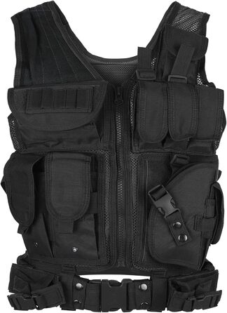 Відкритий жилет Molle Vest Модульний носій спорядження Регульований тренувальний ігровий пейнтбольний штурмовий жилет бойовий тренувальний M Чорний