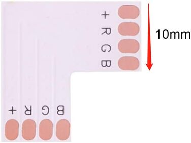 Контактний світлодіодний штекер 8 мм L-подібної форми 8 мм 4-контактний RGB 3528 2835 5050 Світлодіодна стрічка Кутовий роз'єм Адаптер встановлення дроту (4pin 10 мм L), 10 шт., 4-