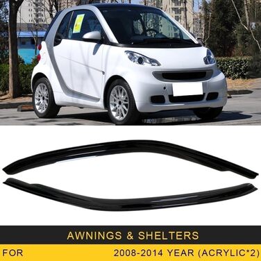 Вітровий дефлектор ZHjLut для автомобільного скла сумісний з Smart for 451 Fortwo 2008 2009 2010 2011-2014, бічні вікна автомобіля, вітрові дефлектори, дощовик, дверний козирок, вентиляційні екрани