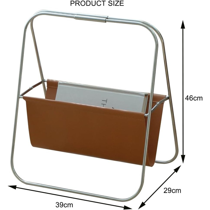 Ретро Північна Північна антична нержавіюча сталь Шкіряна стійка для журналів Складна книжкова полиця для зберігання газет Підлогова книжкова полиця