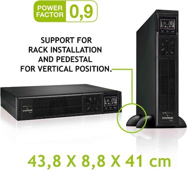 Джерело безперебійного живлення Tecnoware UPS EVO DSP PLUS 3600 - On-line технологія, монтажна вежа - 8 виходів IEC - Автономність до 40 хв - Потужність (2400 ВА, стійка/вежа)