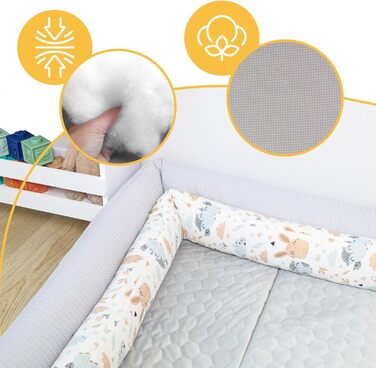 Ліжко Snake Bed Подушка Подушка для годування Ліжко Roll Bed Edge Protector Декоративна подушка Bed Border Snake XL Handmade White Dots on Grey 200 см