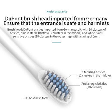 Електрична зубна щітка, водонепроникність IPX7, 6 режимів, зубна щітка з 4 головками (біла)