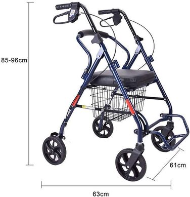 Кошик для покупок для людей похилого віку/мандрівників/людей похилого віку, портативний візок для покупок з ручним гальмом, розбірна тростина, табурет, розмір інвалідного візка 63 х 61 см, Це так добре з вашого боку