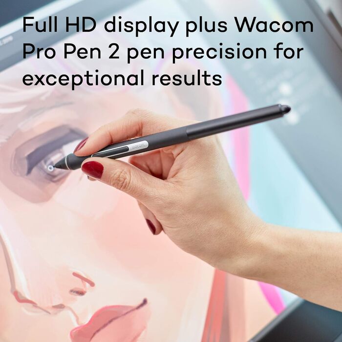 Планшет Wacom Cintiq 16 Creative Pen Display Tablet (для ескізів, ілюстрацій і малювання безпосередньо на екрані, з дисплеєм Full HD (1 920 x 1 080), підходить для Windows і Mac), чорний (22 дюйми, набір з 10 стандартних наконечників)