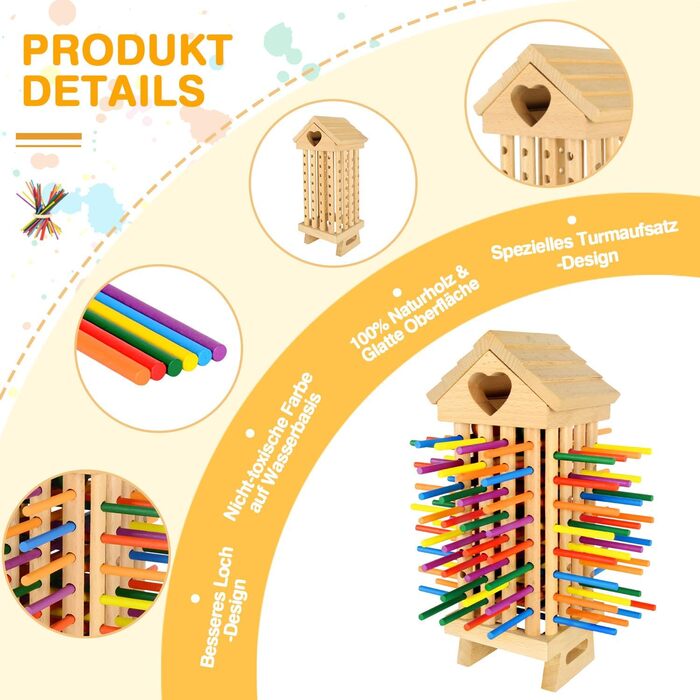 Монтессорі-іграшки від 3 років, 77 шт. кольорових дерев'яних паличок Навчальна настільна гра, гра на розвиток дрібної моторики, сімейна гра-подорож для дітей, ігри від 3 4 5 6 7 років