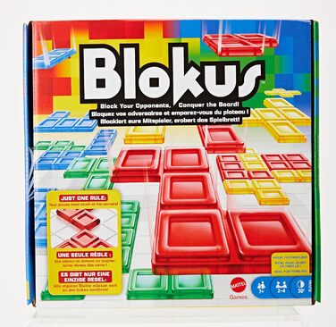 Гра Mattel Games Blokus, настільна гра для сім'ї, стратегічна гра, для 2-4 гравців, кімнатна гра, від 7 років, стандартна упаковка BJV44 одинарна