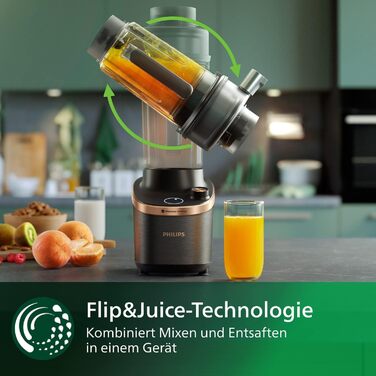 Високопродуктивний блендер Philips Flip&Juice серії 7000 з модулем соковижималки, технологією Flip&Juice, технологією ProBlend Ultra, додатком HomeID, 8 програмами швидкого вибору, функцією швидкого очищення (HR3770/10)